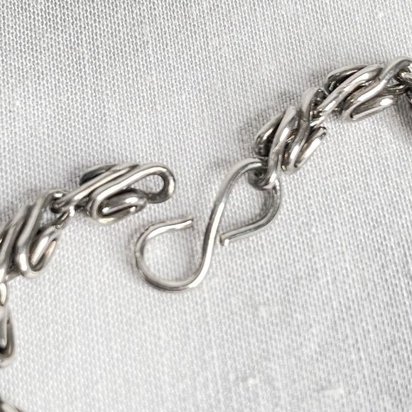 Unisex Silver Tone Scroll Chain Necklace 36" - Picture 6 of 8